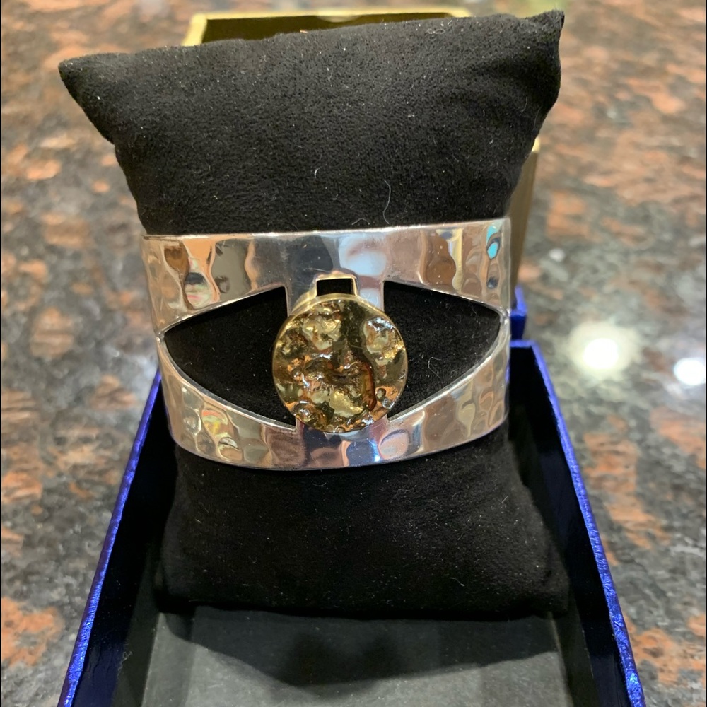 Rustic Cuff Silver/Gold Bracelet - image 1